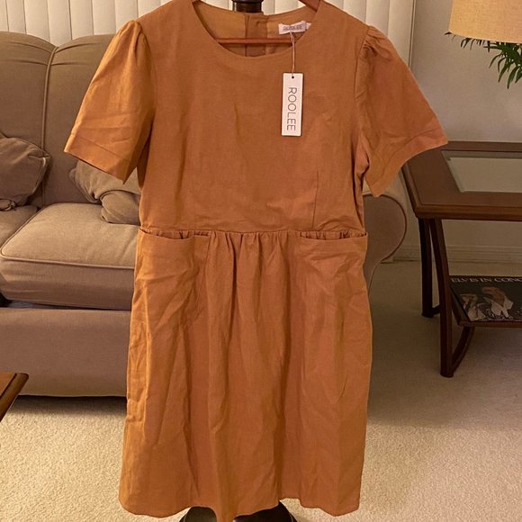 linen mix shift dress